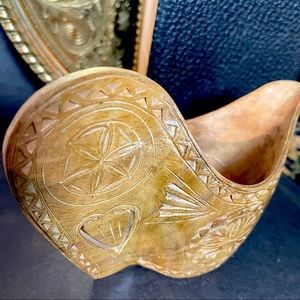 vintage hand carved wood vessel